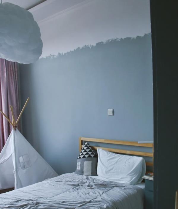东莞装饰公司：蓝灰色乳胶漆墙面层次丰富更有设计感！