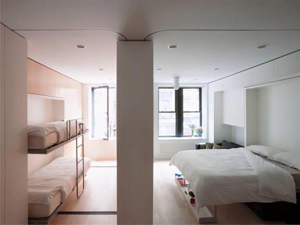 南京家装公司：50㎡小公寓装修，一面可移动柜子嵌墙内！