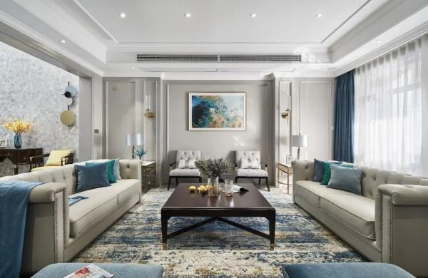 深圳龙华装修公司：气质灰+蓝，融合美式和现代的600平别墅装修设计！