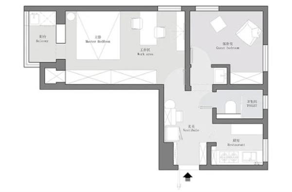 东莞室内装修：52㎡二手房挤出6大功能区，无客厅设计！