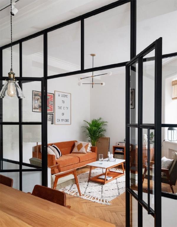 济南装修设计：简约风格设计的小家，客厅装玻璃隔墙！