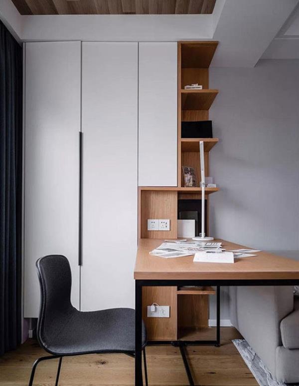 大连装饰公司：现代简约风格设计，客厅隔出小书房很实用！