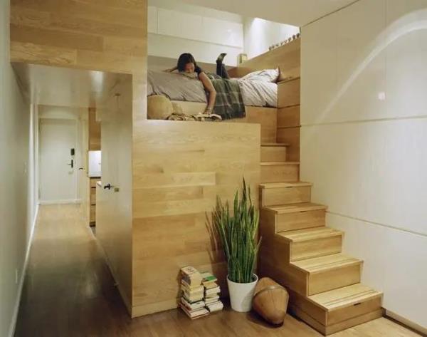佛山装饰公司：40㎡房子装修，卧室巧妙设在楼梯上！