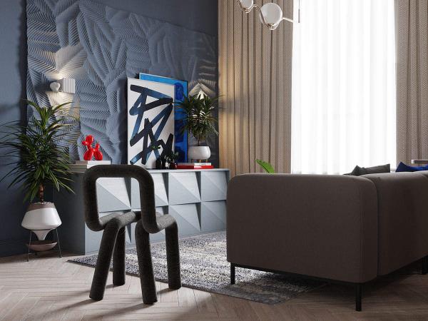 乐山装饰公司：高级蓝公寓装修设计，不足90㎡的单卧室！