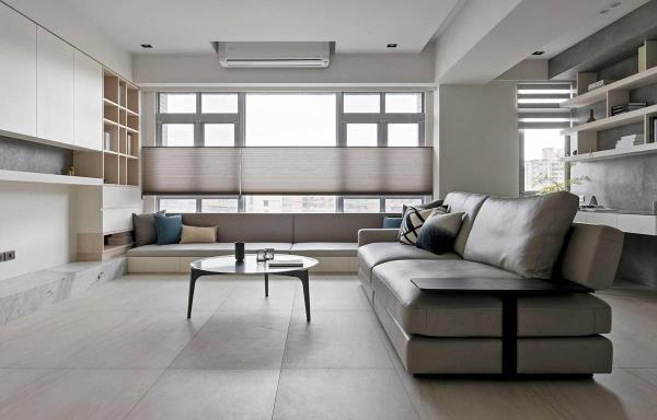 广州装修设计公司：阳台扩入客厅，电视墙打柜往窗下延伸地台！