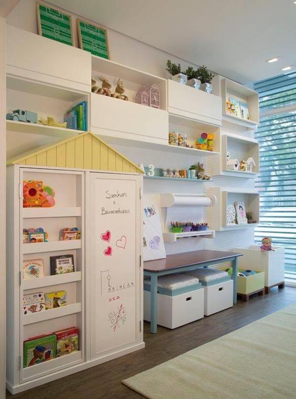 福州室内装修：儿童房装修，利用一面墙打造多功能区！