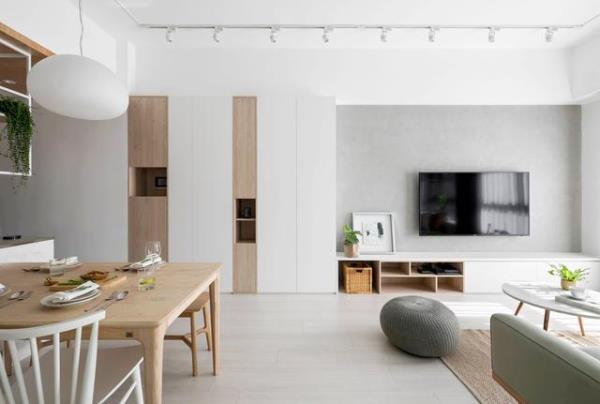 深圳光明房屋装修：简单的灰白木色搭配！