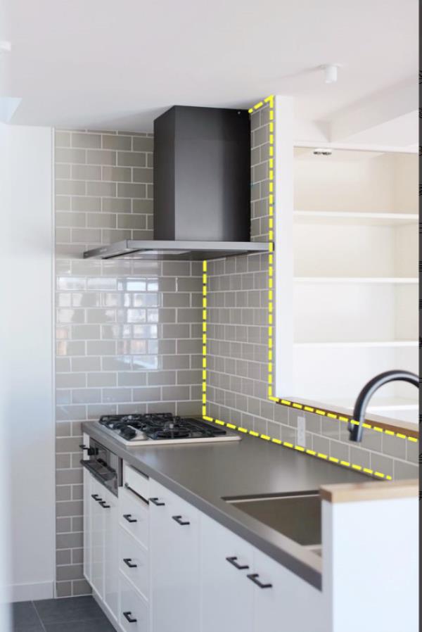 厨房装修时采用二字型布局，不浪费任何空间！