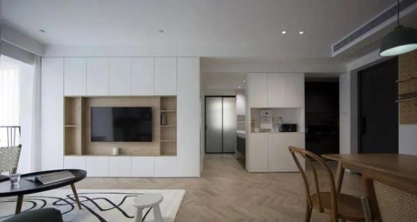85㎡三居室新房装修，“回字形”电视柜设计！